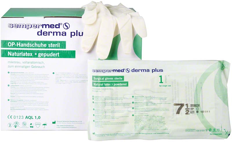 sempermed op handschuhe Sempermed derma plus OP Handschuhe, leicht gepudert, 50 Paar, Gr. 7,5