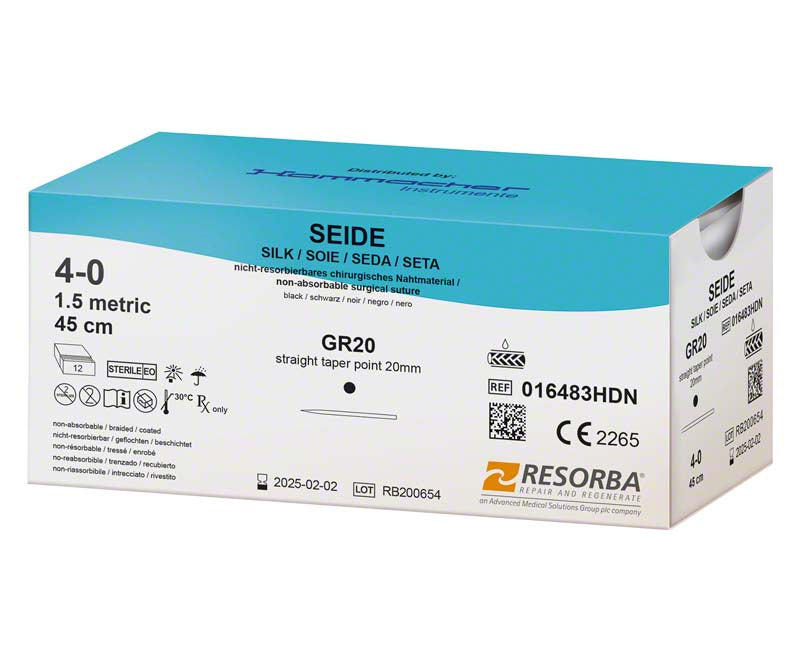 RESORBA Seide, schwarz, 12 Stk, 45 cm USP 4/0, GR20