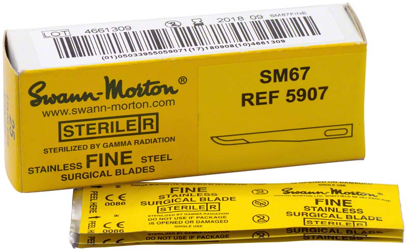 Skalpellklingen Swann, Fig. SM69, Griff SF, 100 Stk steril