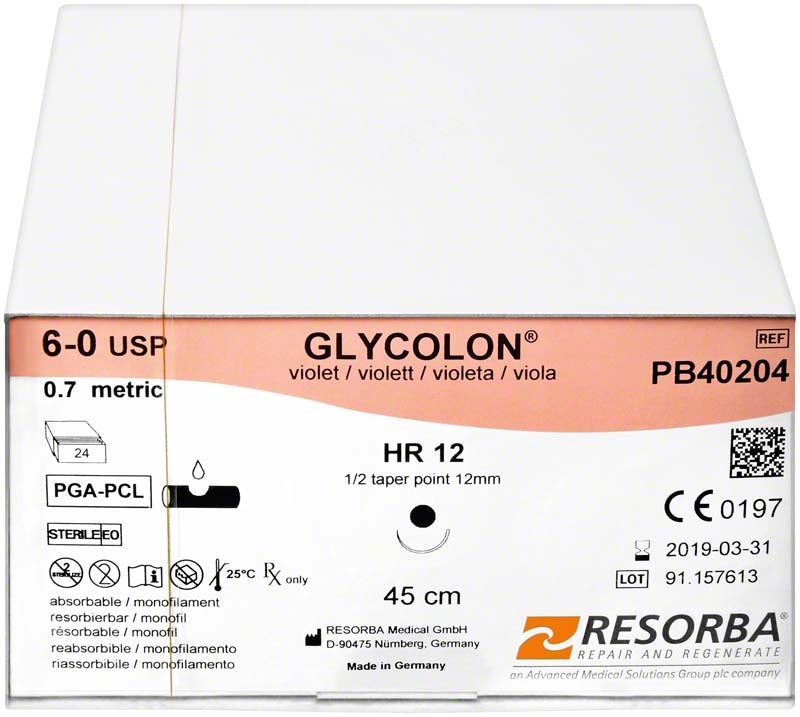 Glycolon Monofil, violett, 24 Stk, 45 cm, USP 5/0, DSM13