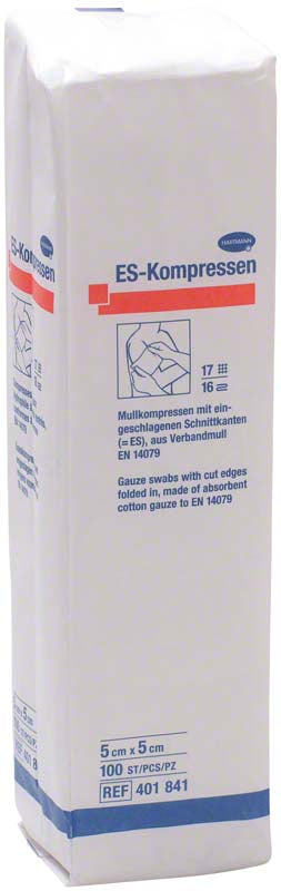 ES-Kompressen Mullkompressen, unsteril, 100 Stk, 7,5 x 7,5 cm, 8-fach