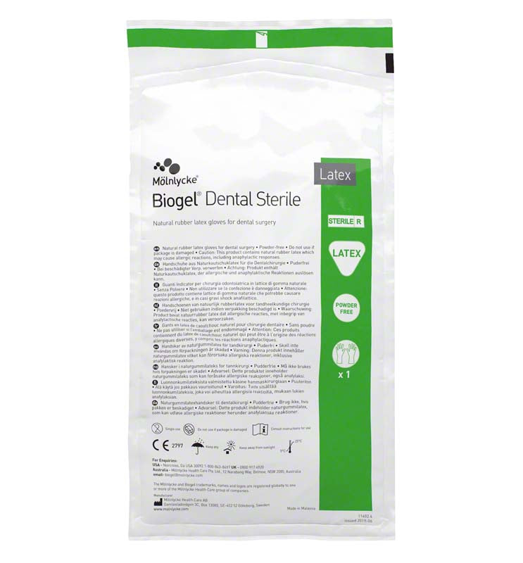 Biogel® Dental Sterile OP Handschuh, biogel beschichtet innen, puderfrei, 10 Paar, Gr. 9