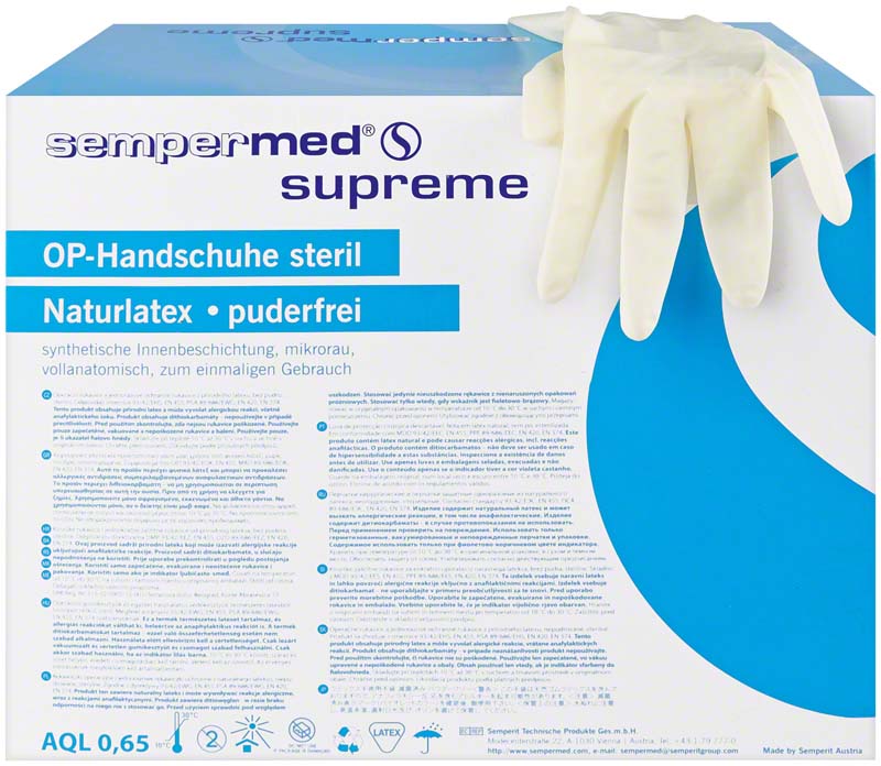 Sempermed supreme OP Handschuhe, puderfrei, 50 Paar, Gr. 6,5