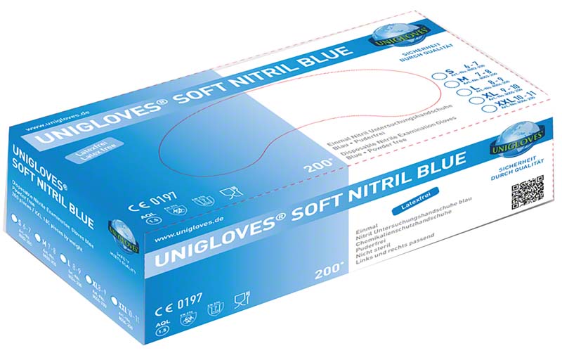 SOFT NITRIL BLUE 200 Untersuchungshandschuhe, puderfrei, 100 Stk, blau, SL
