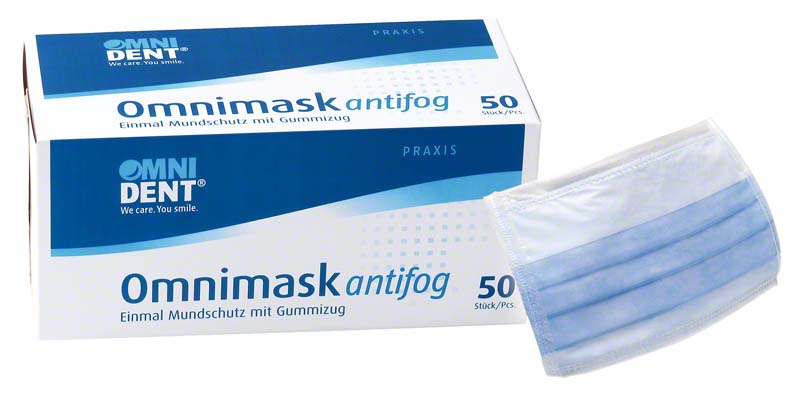 Omnimask antifog Mund-Nasen-Schutz, Gummizug, 50 Stk, blau