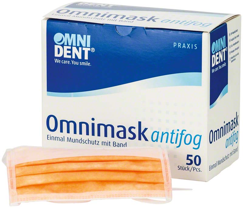 Omnimask antifog Mund-Nasen-Schutz, zum Binden, 50 Stk, orange