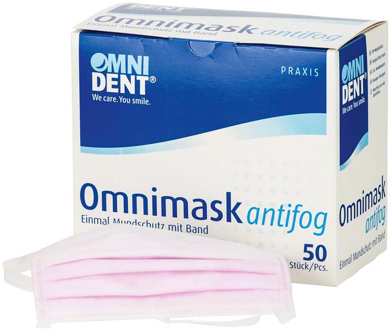 Omnimask antifog Mund-Nasen-Schutz, zum Binden, 50 Stk, rosa