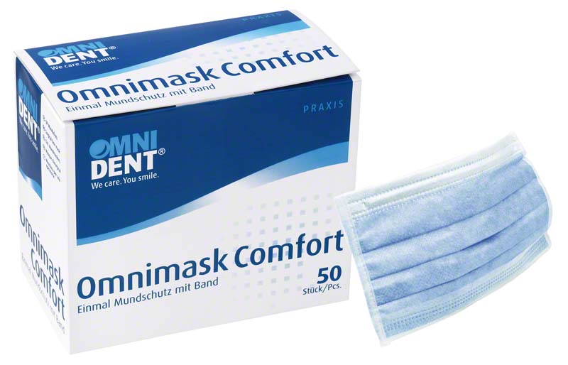 Omnimask Comfort Mund-Nasen-Schutz, zum Binden, 50 Stk, blau