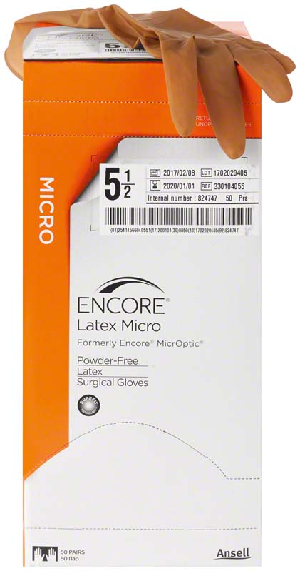 ENCORE® Latex Micro OP Handschuhe, braun, 50 Stk, Gr. 7,5