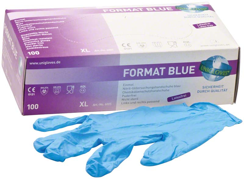 FORMAT BLUE Nitril Untersuchungshandschuhe, 100 Stk, blau, XL
