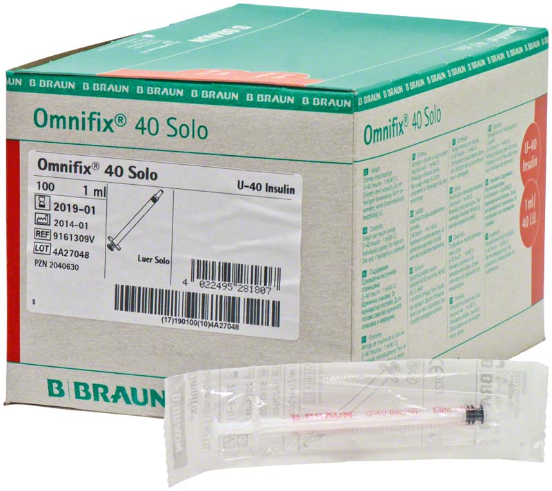 Omnifix® 40 Solo Insulinspritze 1 ml ohne Kanüle, 100 Stk,