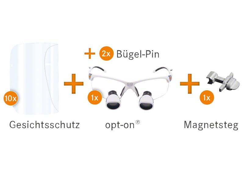 opt-on® protect Lupenbrille 2,7 fach mit Gesichtsschutz