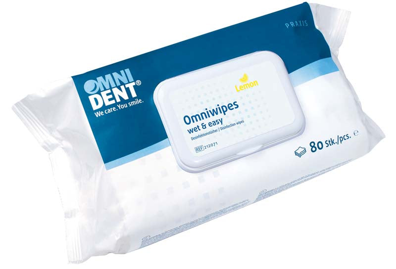 Omniwipes wet & easy Flächendesinfektionstücher, 20x30 cm, lemon, 80 Stk