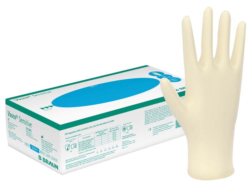 Vasco® Sensitive Latex Untersuchungshandschuhe, puderfrei, weiß, 100 Stk, S