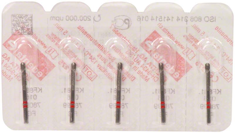 Omni K Diamantbohrer, rot, FG, ISO 016, Fig 141, 8 mm, 5 Stk