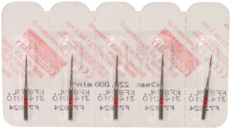 Omni K Diamantbohrer, rot, FG, ISO 010, Fig 167, 11,5 mm, 5 Stk