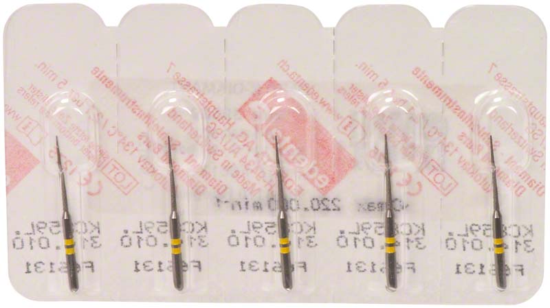 Omni K Diamantbohrer, gelb, FG, ISO 010, Fig 167, 11,5 mm, 5 Stk