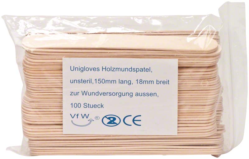 Holzmundspatel, 100 Stk, 15 x 2 cm