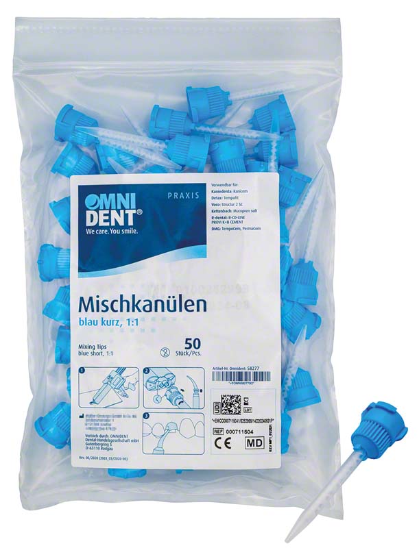 Omni Mischkanülen blau kurz 1:1, 50 Stk