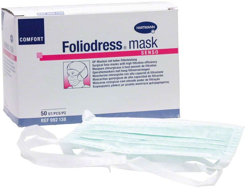 Foliodress® Mund Nasen Schutz COMFORT SENSO, zum Binden, 50 Stk, grün