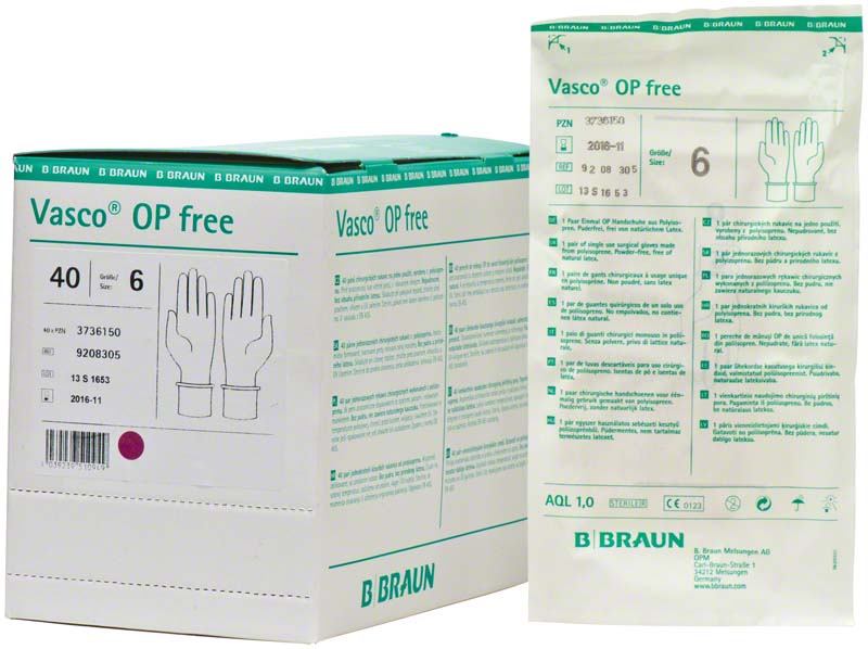 Vasco® OP Handschuhe, puderfrei, latexfrei, weiß, 40 Paar, Gr. 6,5