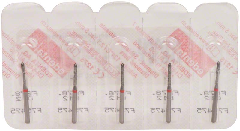 Omni Diamanten 878 für FG, 19 mm, rot fein, Torpedo zylindrisch ISO 012
