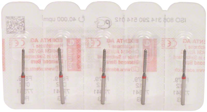 Omni Diamanten 879 für FG, 19 mm, rot fein, Torpedo zylindrisch ISO 012