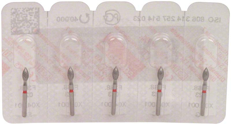 Omni Diamanten 368 für Turbine, 19 mm, rot fein, Knospe 5 mm, ISO 023