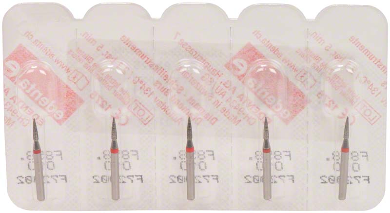Omni Diamanten 858 für FG, 19 mm, rot fein, Konus spitze ISO 010