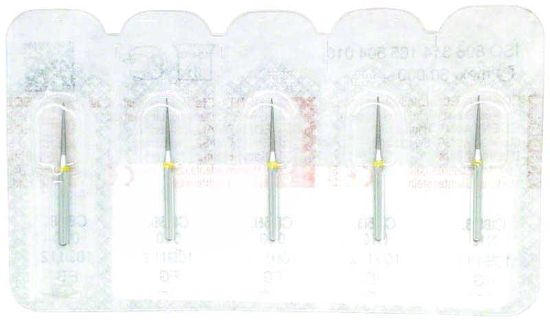 Omni Diamanten 858 für FG, 19 mm, gelb superfein, Konus spitze ISO 010