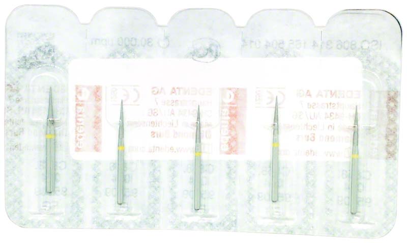 Omni Diamanten 858 für FG, 19 mm, gelb superfein, Konus Spitze ISO 014