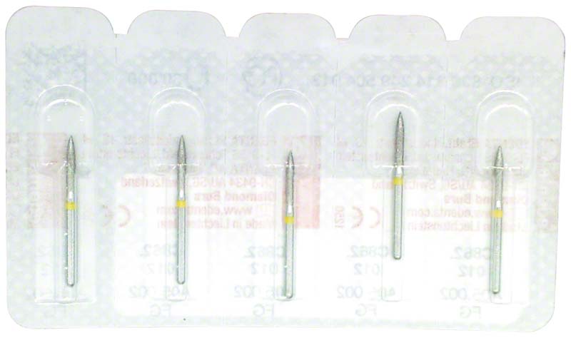 Omni Diamanten 862 für FG, 19 mm, gelb superfein, Flamme ISO 012