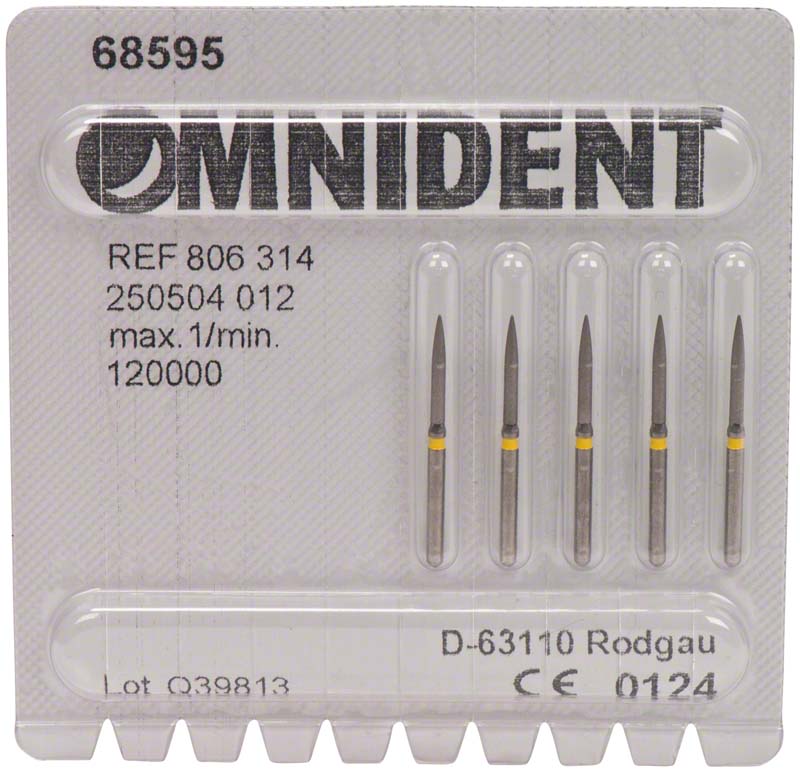 Omni Diamanten 863 für FG, 19 mm, gelb superfein, Flamme ISO 012