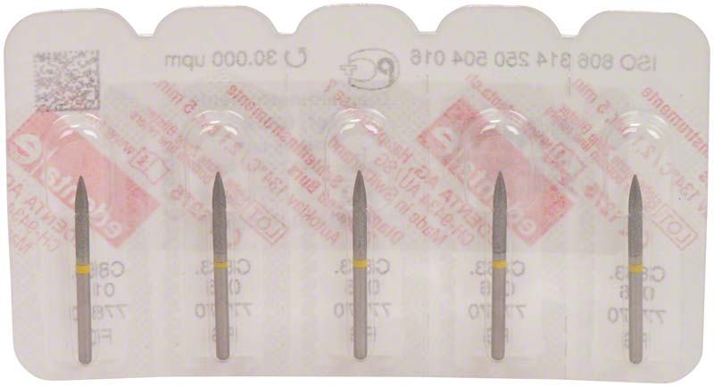 Omni Diamanten 863 für FG, 19 mm, gelb superfein, Flamme ISO 016
