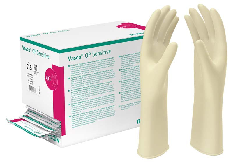 Vasco® Sensitive OP Handschuhe, Naturlatex, puderfrei, weiß, 40 Paar, Gr. 8,5