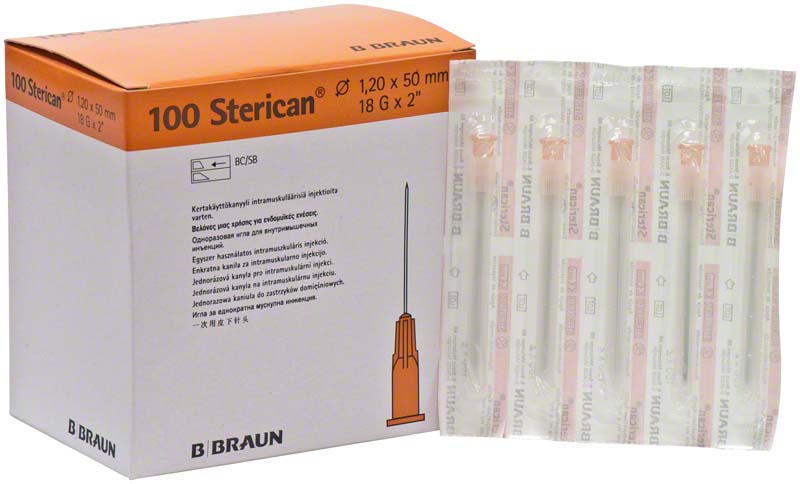 Sterican® Einmalkanüle kurz, G18, rosa, Ø 1,2 x 50 mm