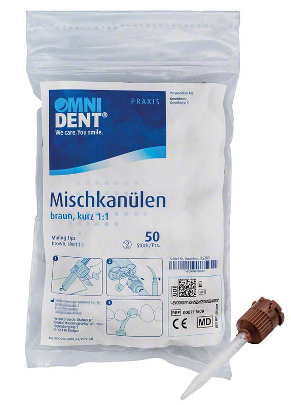 Omnitemp C Mischkanülen, 50 Stk. braun, kurz 1:1