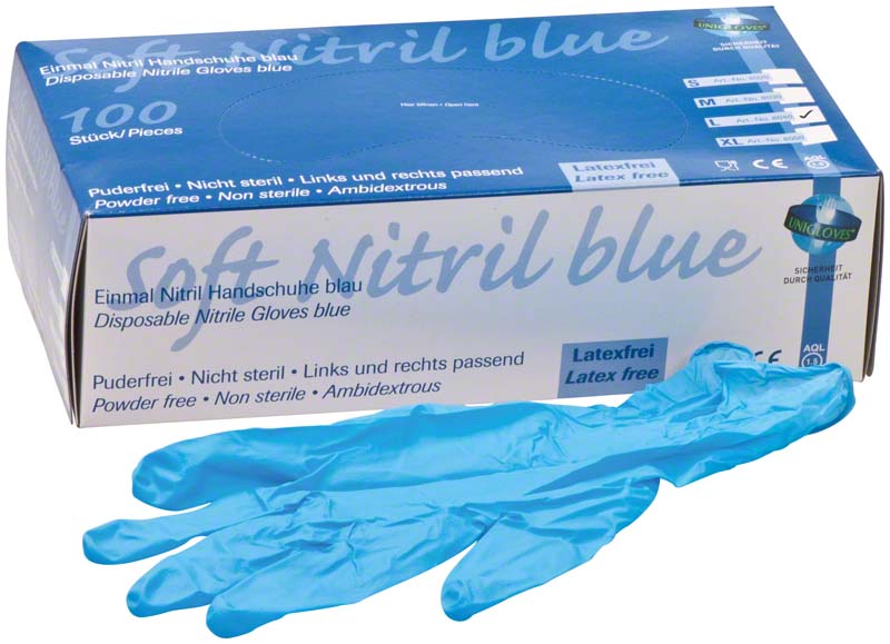 SOFT NITRIL BLUE Untersuchungshandschuhe, puderfrei, 100 Stk, blau, L