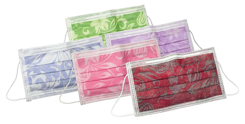 Monoart® Mund-Nasen-Schutz Flower, Gummizug, Spenderbox mit 50 Stk, rosa